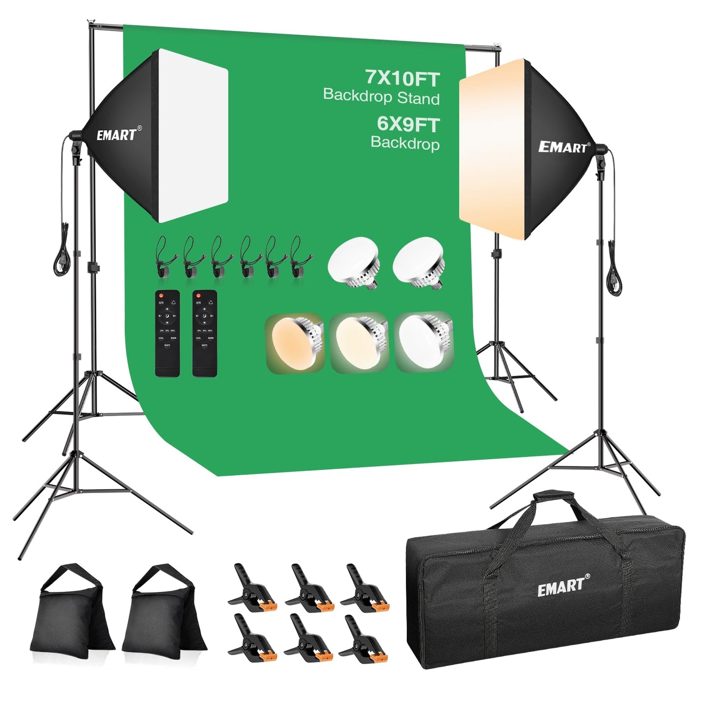 Photography Studio Lighting Kit with Backdrop Support, LED Light, Softbox, Umbrella & Backdrop System for Video & Portrait Shooting