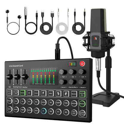 All-in-One Podcast Equipment Bundle with Condenser Microphone, Audio Mixer & Portable Recording Kit for Streaming & Content Creation