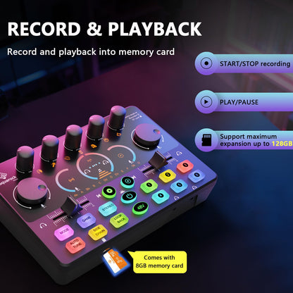 Podcast Equipment Bundle with 8GB Memory Card for Streaming, Recording, Singing & Gaming