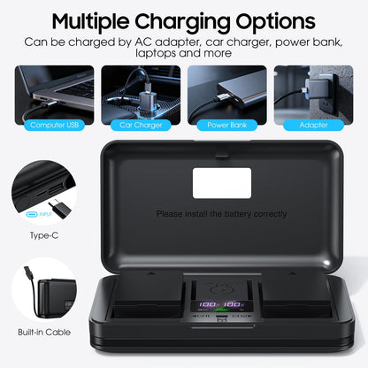 Camera Battery 2-Pack with Dual USB Charger & Digital Display for DSLR Cameras