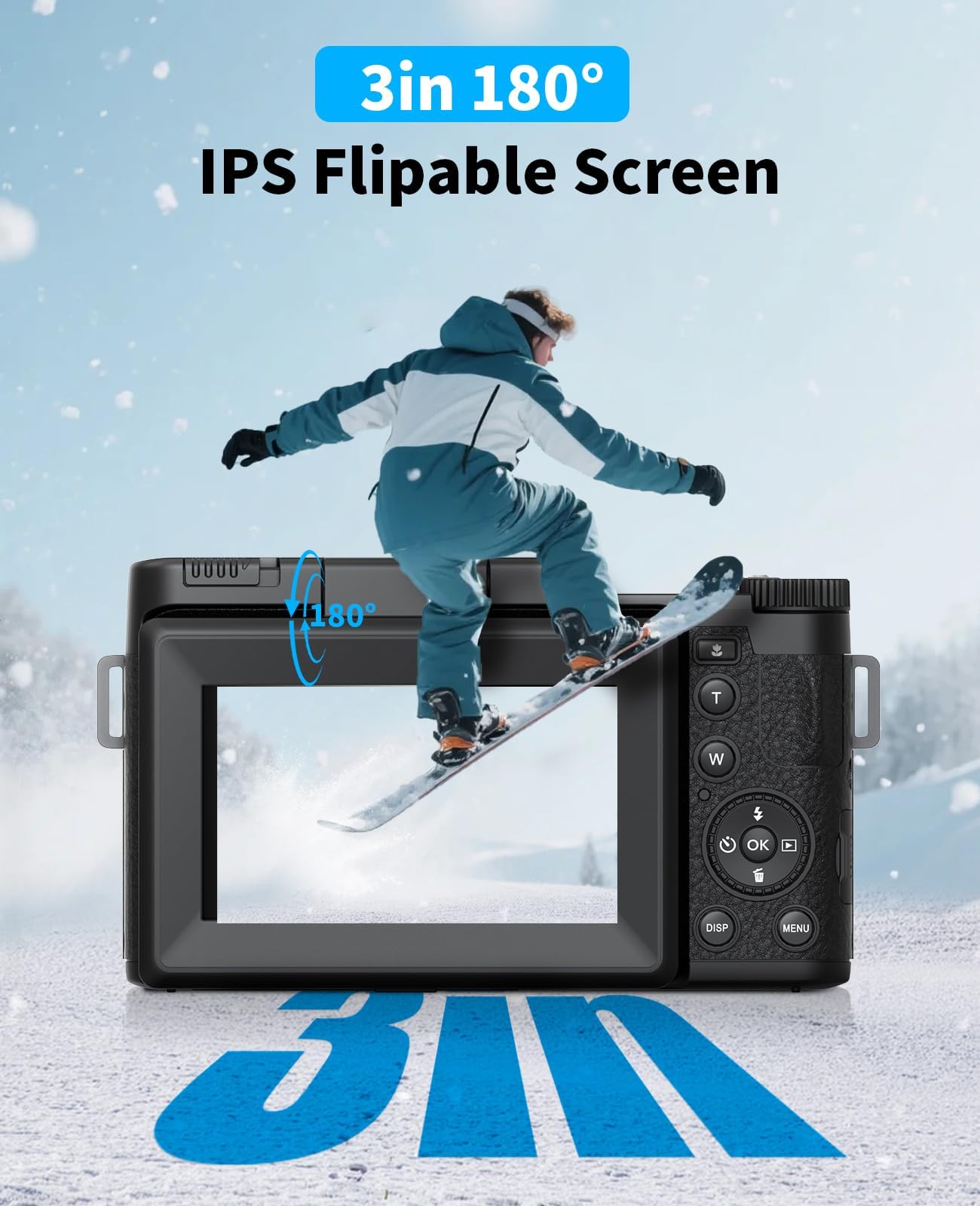 Digital Camera with 75MP Sensor, 6K Video, 8X Zoom, Flip Screen & Vlogging Kit