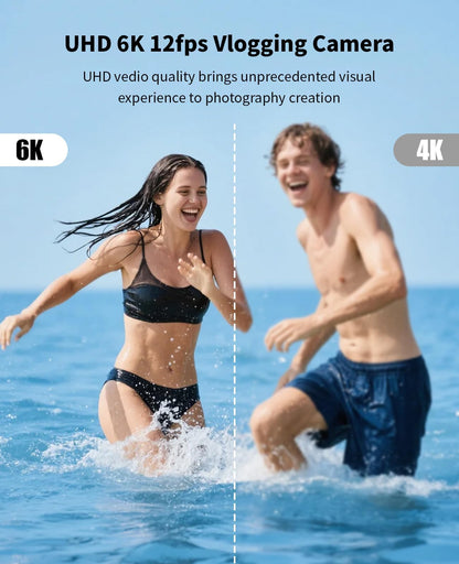 Digital Camera with 75MP Sensor, 6K Video, 8X Zoom, Flip Screen & Vlogging Kit