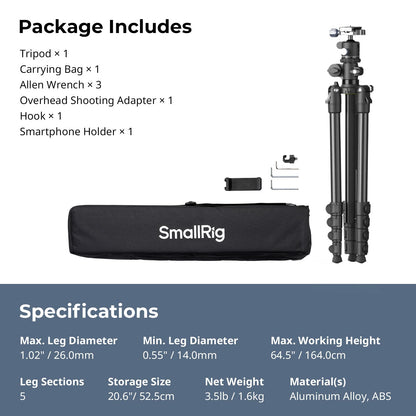 Foldable Aluminum Camera Tripod & Monopod for Photography & Video Stability