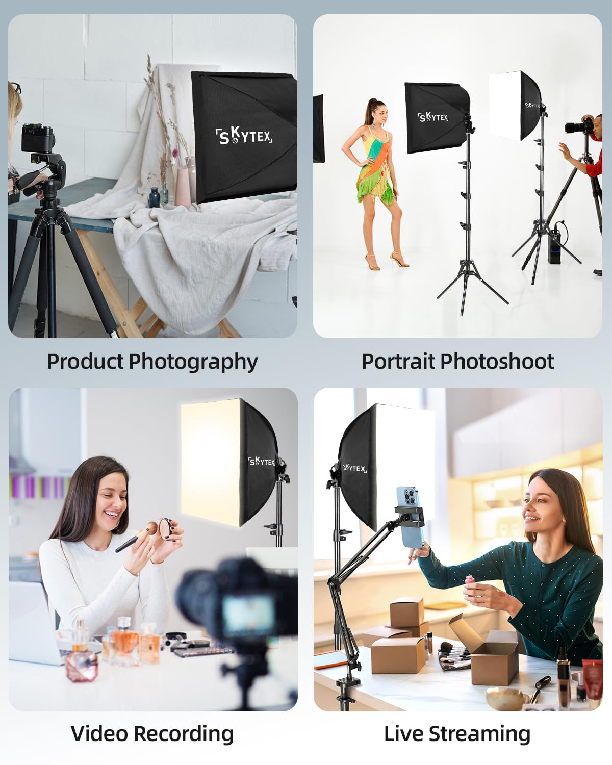 Softbox Lighting Kit for Photography & Video, 16x16in Portable Studio Lighting System