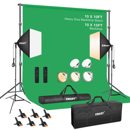 Photography Studio Lighting Kit with Backdrop Support, LED Light, Softbox, Umbrella & Backdrop System for Video & Portrait Shooting