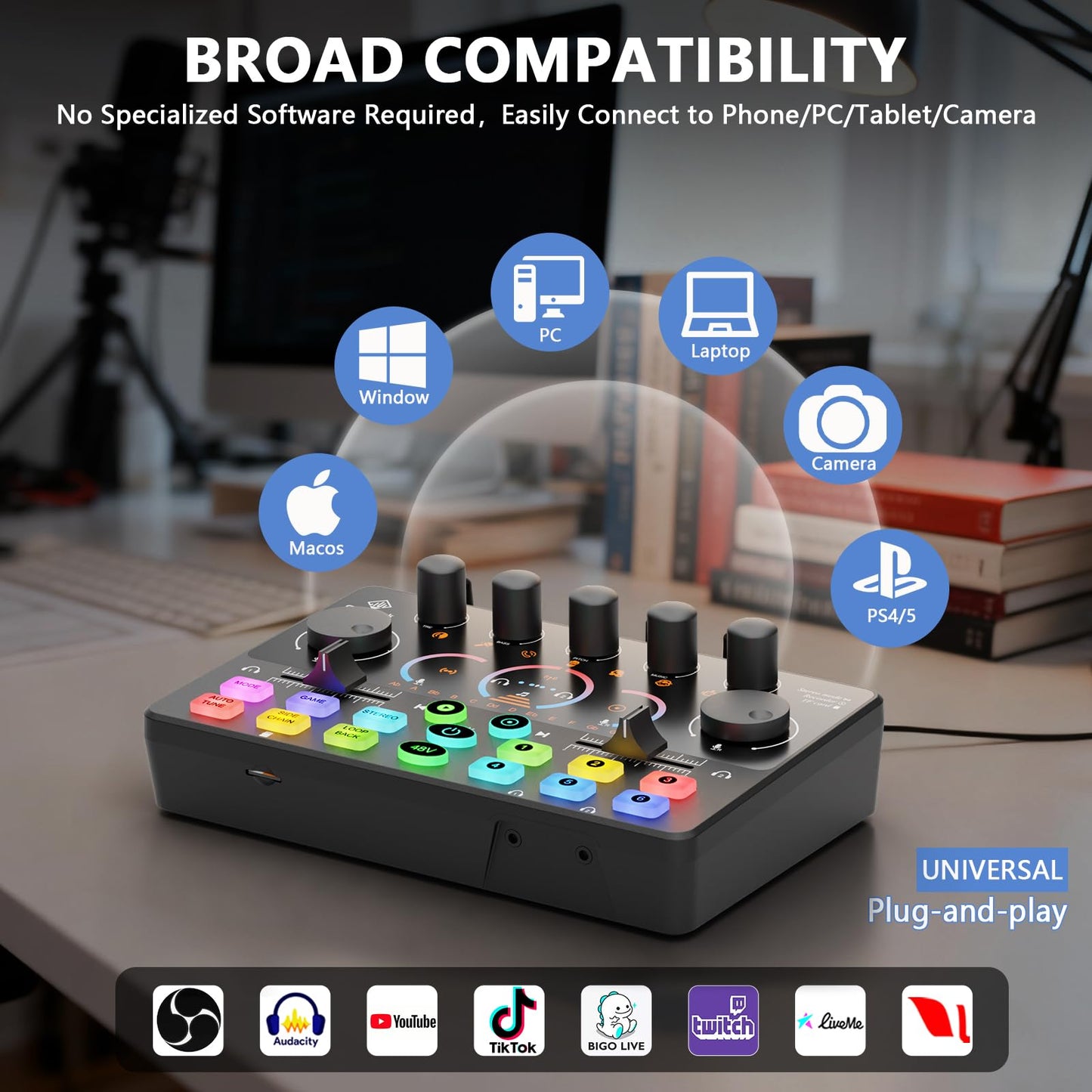 Podcast Equipment Bundle with 8GB Memory Card for Streaming, Recording, Singing & Gaming