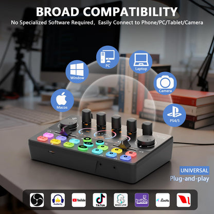 Podcast Equipment Bundle with 8GB Memory Card for Streaming, Recording, Singing & Gaming