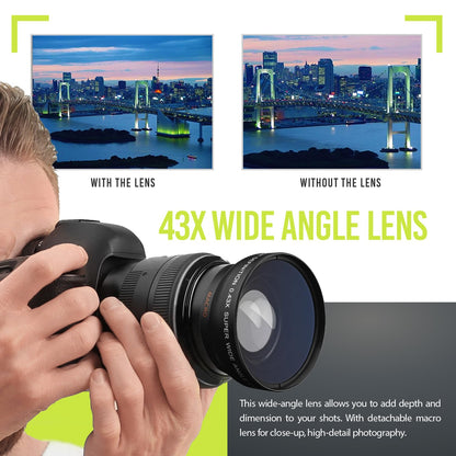 Camera Lens Kit with Wide-Angle & Telephoto Lenses, Macro Filters & Accessory Set for DSLR & Mirrorless Cameras