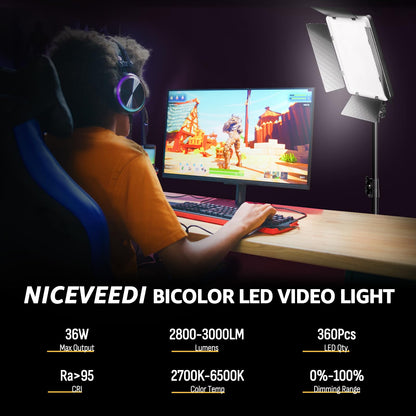 13-inch LED Video Light Kit for Photography & Video, Portable Studio Lighting System
