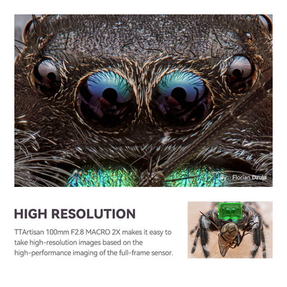 100mm 2X Ultra Macro Prime Lens for Full-Frame Mirrorless Cameras with High-Precision Optics
