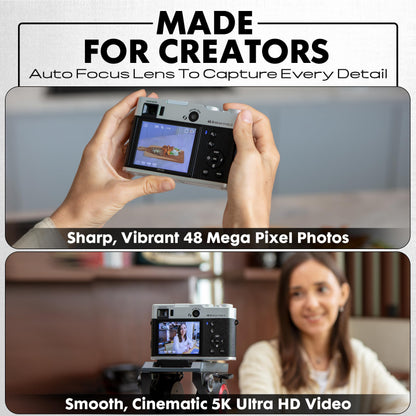 Digital Camera with High-Resolution Sensor, 5K Video, Rear Selfie Lens & WiFi Connectivity
