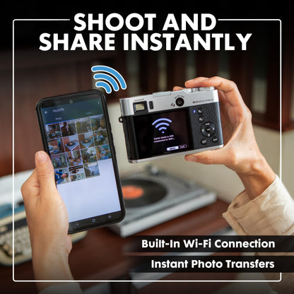 Digital Camera with High-Resolution Sensor, 5K Video, Rear Selfie Lens & WiFi Connectivity