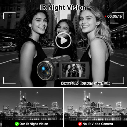8K Vlogging Camera with 88MP Sensor, WiFi, Night Vision, Stabilization & Microphone