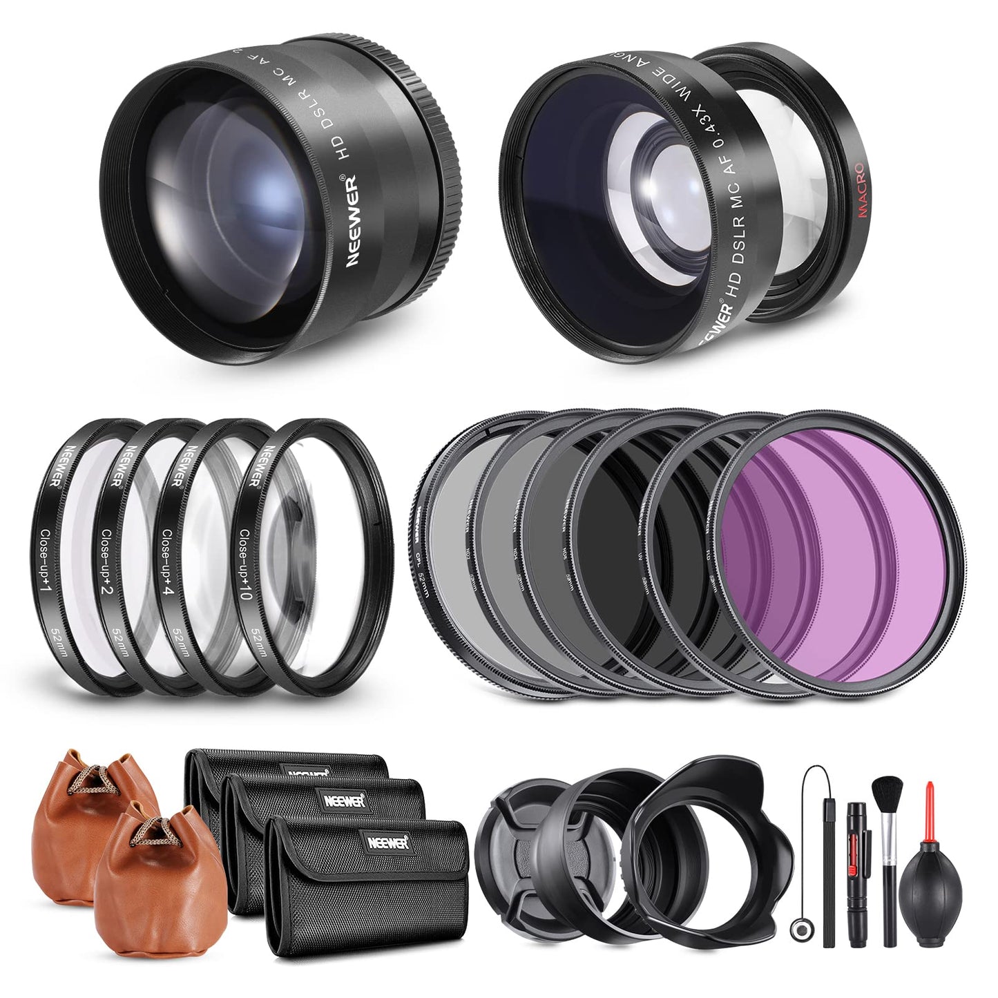 Camera Lens & Filter Kit with Wide-Angle, Telephoto & Macro Filters for Creative Photography