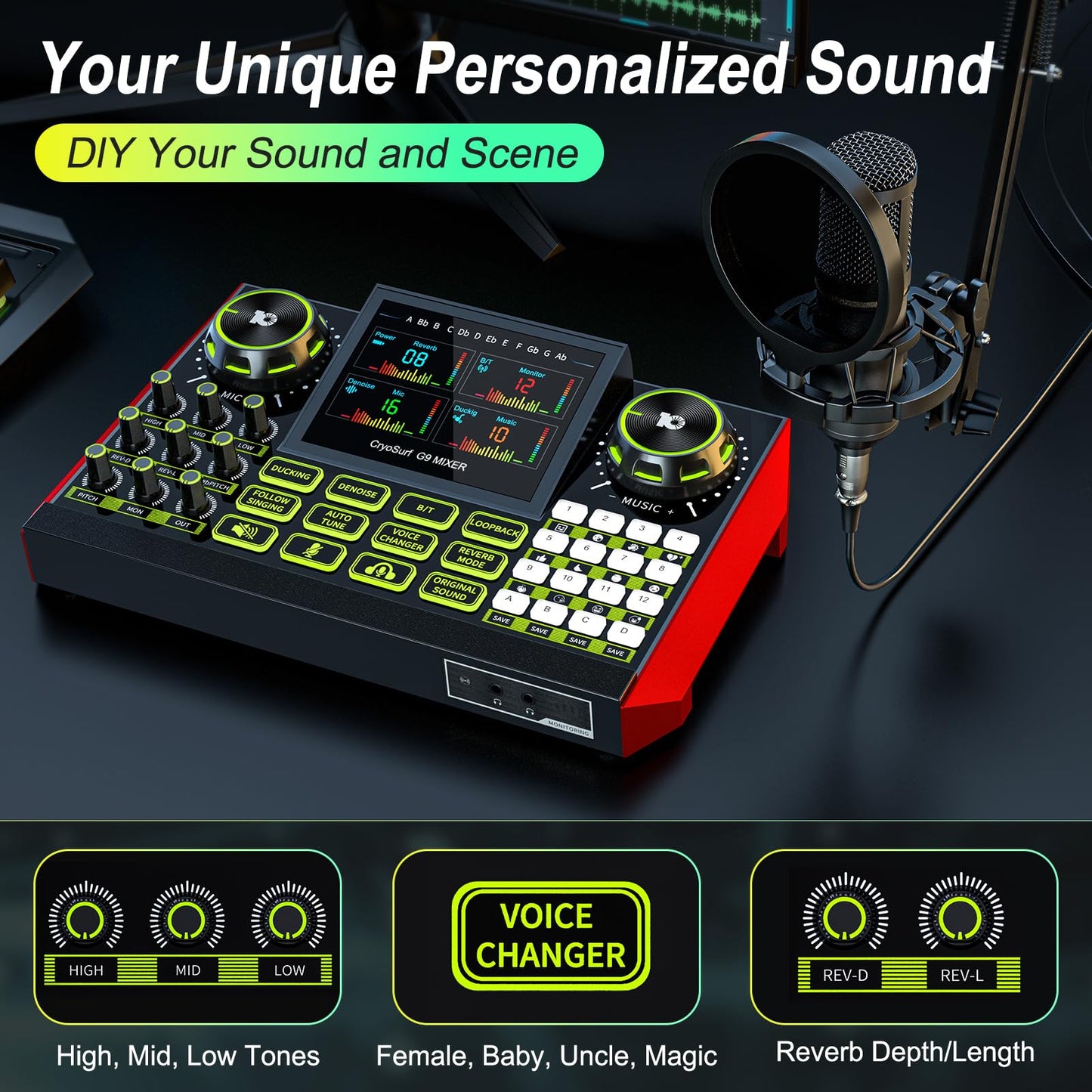 Podcast Equipment Bundle with Audio Mixer & Condenser Microphone for Streaming, Recording, Gaming & Voice Effects