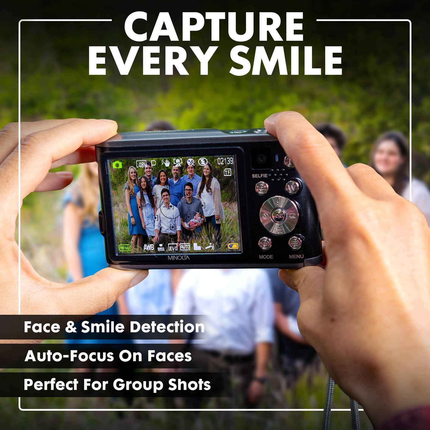 Digital Camera with High-Resolution Sensor, Rear Selfie Lens, Autofocus & 4K Ultra HD Video