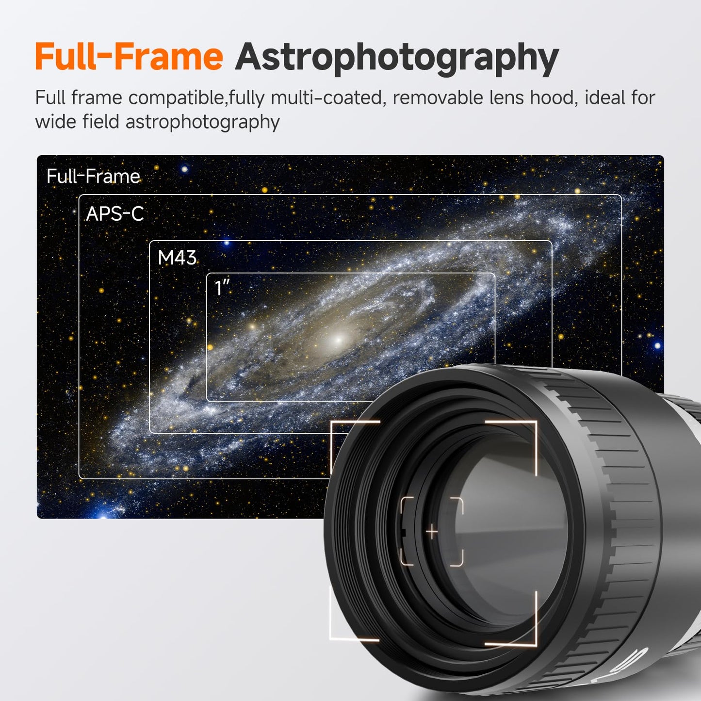 F2.8 APO Telephoto Astro Lens, 105mm Full-Frame Compatible for Deep Sky & Wide-Field Astrophotography