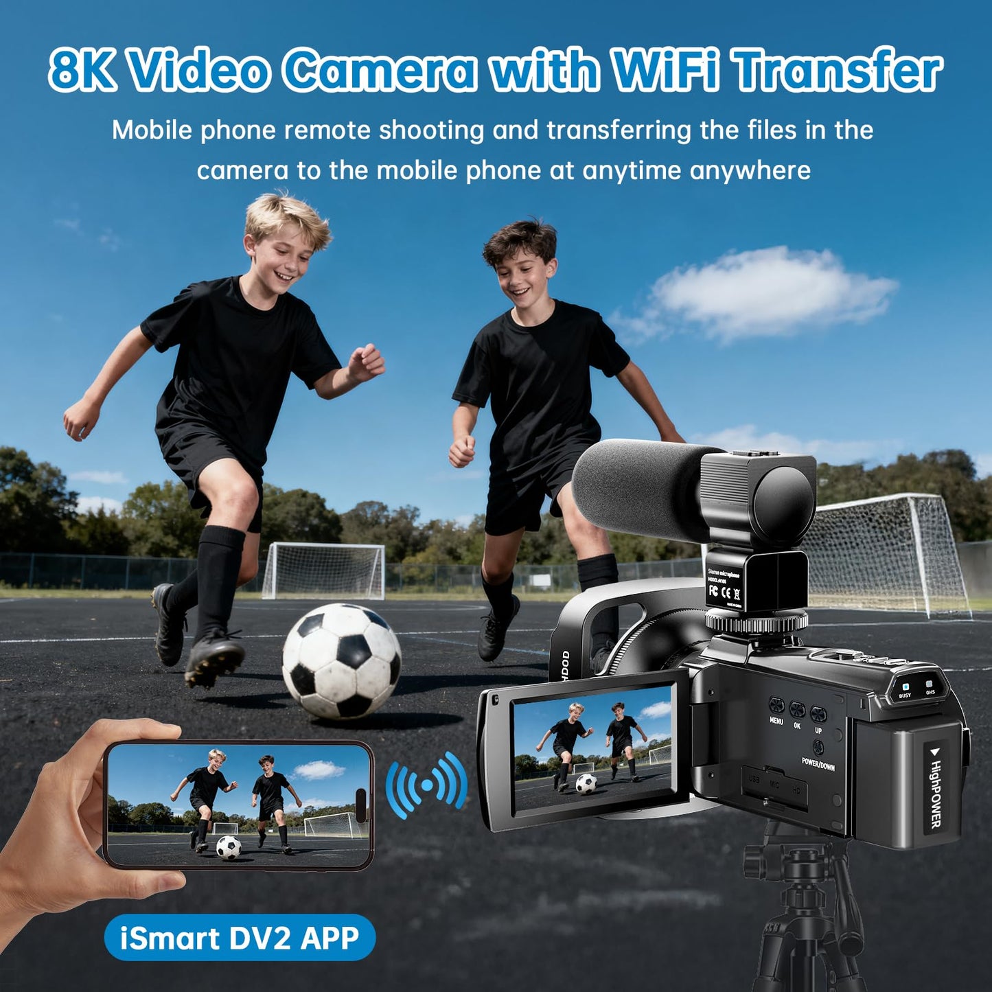 8K Vlogging Camera with 88MP Sensor, WiFi, Night Vision, Stabilization & Microphone