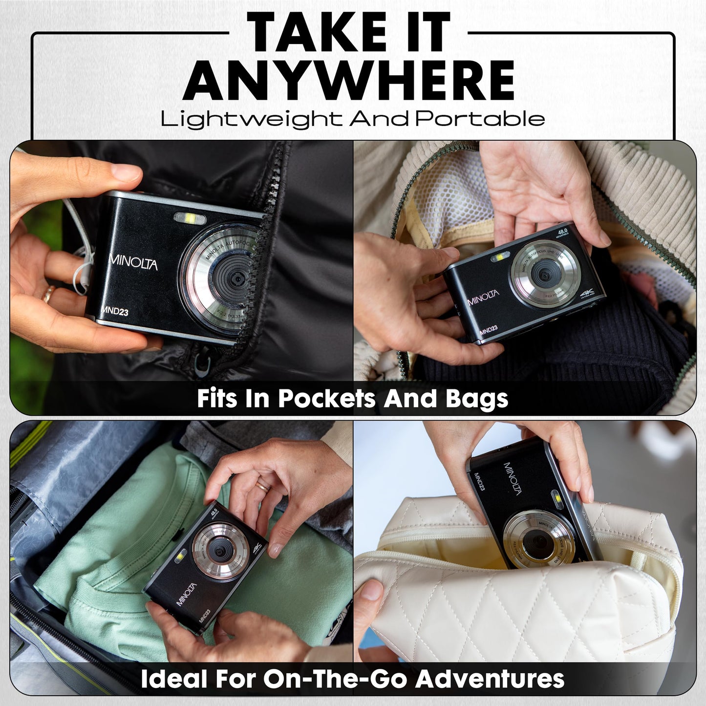 Digital Camera with High-Resolution Sensor, Rear Selfie Lens, Autofocus & 4K Ultra HD Video