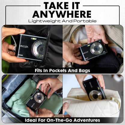 Digital Camera with High-Resolution Sensor, Rear Selfie Lens, Autofocus & 4K Ultra HD Video