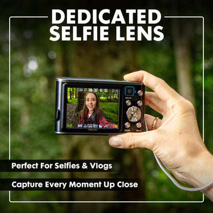Digital Camera with High-Resolution Sensor, Rear Selfie Lens, Autofocus & 4K Ultra HD Video
