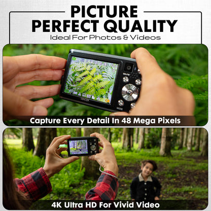 Digital Camera with High-Resolution Sensor, Rear Selfie Lens, Autofocus & 4K Ultra HD Video