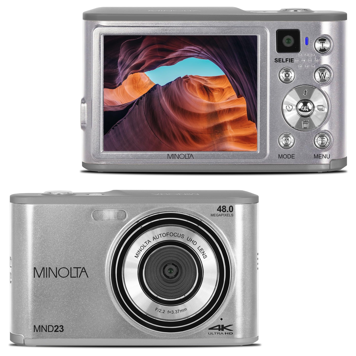 Digital Camera with High-Resolution Sensor, Rear Selfie Lens, Autofocus & 4K Ultra HD Video